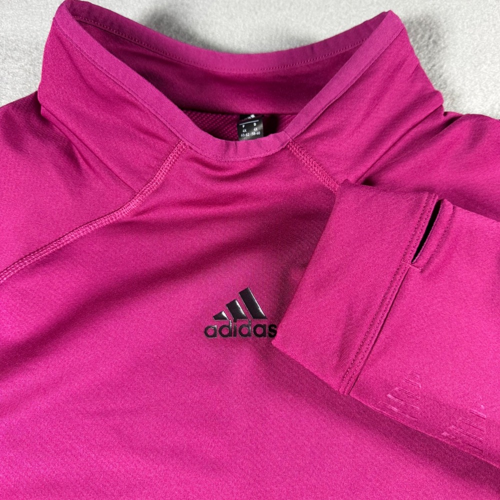 Adidas Womens COLD.RDY Training Top 4X Pink Mock Neck Thumbhole Long Sleeve